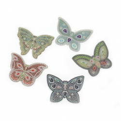 Diamond Keychain Kit, Butterfly, 61x80x2 mm, Mixed Colors