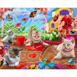 Πίνακας με ψηφίδες (στρόγγυλες) 21x25 cm μερική κόλληση - παιχνίδι γάτας YSA0041