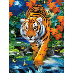 Πίνακας με ψηφίδες (στρόγγυλες) 21x25 cm μερική κόλληση - Τίγρη της Βεγγάλης YSA0069