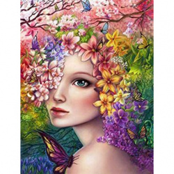Diamond Painting Kit, 30x40 cm, Round Diamonds, Full Drill with Frame - Colorful Forest Fairy YSG4148