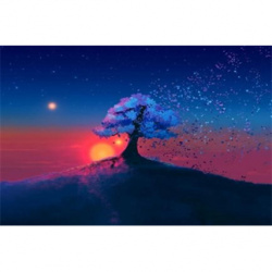 Πίνακας με ψηφίδες (στρόγγυλες) 30x40 cm πλήρης κόλληση με τελάρο - Sunset tree YSG7668