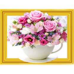 Diamond Painting 3D, 30x40 cm, Round Diamonds, Full Drill with Frame - Pink Flowers LT0052
