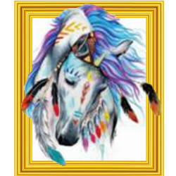 Diamond Painting 3D, 30x40 cm, Round Diamonds, Full Drill with Frame - The Chief's Horse LT0467