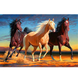 Πίνακας με ψηφίδες (στρόγγυλες) 20x30 cm πλήρη κόλληση με τελάρο - Άλογο στην έρημο YSB149