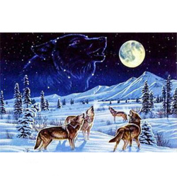 Πίνακας με ψηφίδες (στρόγγυλες) 20x30 cm πλήρη κόλληση με τελάρο - Snow dogs YSB038