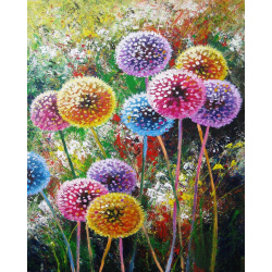 Diamond Painting Kit with Round Crystals / 21x25 cm / Partial Drill - Colorful Dandelions - YSA1777