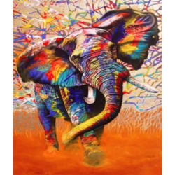 Πίνακας με ψηφίδες (στρόγγυλες) 30x40 cm πλήρης κόλληση με τελάρο - Χρωματιστός ελέφανταςYSG4639