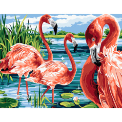 Set tablou cu numere 30x40 cm - Flamingo roz Ms7573