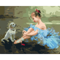 Σετ ζωγραφικής με αριθμούς  30x40 cm - σκυλάκι με κοριτσάκι 