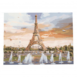 Paint by Numbers Kit, 40x50 cm - Fountains in Front of the Eiffel Tower Ms7210