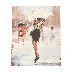 Set tablou cu numere 40x50 cm - Femeie in ploaie Ms7223