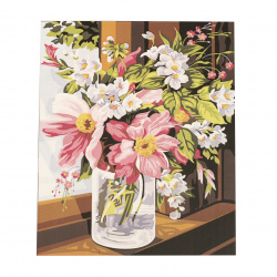 Σετ ζωγραφικής με αριθμούς  40x50 cm -λουλούδια σε βάζο  Ms7372
