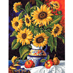 Set tablou cu  numere40x50 cm - Vaza cu floarea soarelui Ms7377