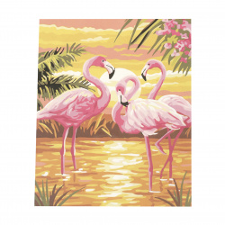 Set tablou cu numere 40x50 cm - Flamingo la apus Ms7399