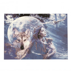 Σετ ζωγραφικής με αριθμούς  40x50 cm - φεγγάρι με λύκο και γυναίκα  Ms7442