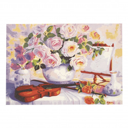 Σετ ζωγραφικής με αριθμούς 40x50 cm - λουλούδια  με βιολί Ms8035