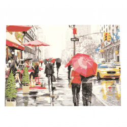 Комплект рисуване по номера 40x50 см - Дъждовен следобед Ms9076