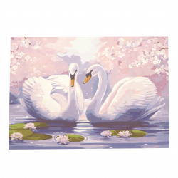 Комплект рисуване по номера 40x50 см - Лебедите с лилиите Ms9265