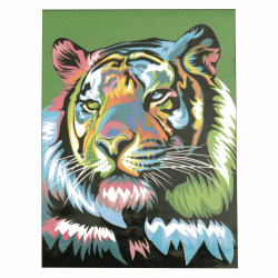 Set tablou cu numere 40x50 cm - Tiger curcubeu Ms9282