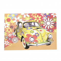 Σετ ζωγραφικής με αριθμούς 40x50 cm -  αυτοκίνητο με πολύχρωμα λουλούδια  Ms9846