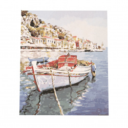 Set tablou cu numere 30x40 cm - Barca pe mal MS7220
