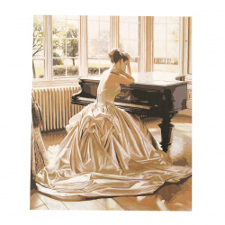 Комплект рисуване по номера 30x40 см - Дамата с рояла Q929