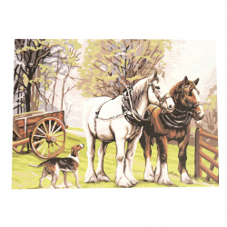 Σετ ζωγραφικής με αριθμούς 40x50 cm - Άλογα στο στάβλο MS9935