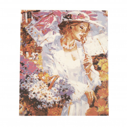 Комплект рисуване по номера 40x50 см - Дамата с цветя MS9681