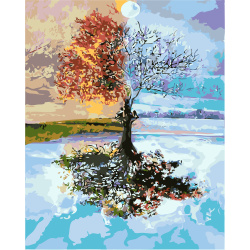 Комплект рисуване по номера 30x40 см -Дървото на сезоните BFB0196