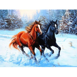 Комплект рисуване по номера 40x50 см - Снежни коне BFB1057