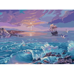 Set tablou cu numere 40x50 cm - Barca la apus MS8531