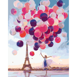 Σετ ζωγραφικής με αριθμούς  30x40 cm - Μπαλόνια στο Παρίσι BFB0058