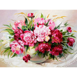 Σετ ζωγραφικής με αριθμούς  30x40 cm - Ανθοδέσμη με ανοιξιάτικα λουλούδια BFB0094