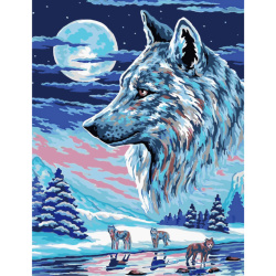 Комплект рисуване по номера 30x40 см -Водачът на вълците MS7579