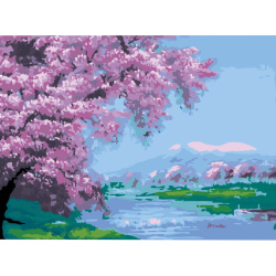 Комплект рисуване по номера 40x50 см -Розов цвят MS9279