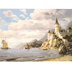 Комплект рисуване по номера 40x50 см - Замък край морето MS7294