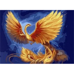 Paint My Numbers Kit for DIY Acrylic Painting "Golden Phoenix" / MS9000, Size: 40x50 cm, Perfect for adults and beginner painters