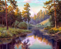 Σετ ζωγραφικής με αριθμούς 30x40 cm - Φθινόπωρο στο ποτάμι -7477