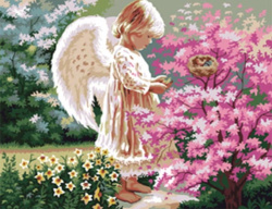 Paint By Numbers Kit "Angel Among Flowers", Size: 30x40 cm, DIY Acrylic Painting Set for Beginners / MS8006