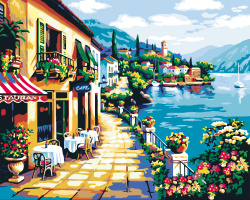 Paint By Numbers Kit "Coastal Street", Size: 30x40 cm, DIY Acrylic Painting Kit By Numbers for Beginners /  MS8047