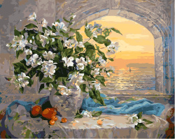 Σετ ζωγραφικής με αριθμούς 30x40 cm - Λουλούδια στο ηλιοβασίλεμα MS8810
