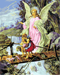 Paint By Number Kit, "Guardian Angel", Size: 30x40 cm, Acrylic Painting By Numbers Set with Canvas, for Adults and Teenagers / MS9069