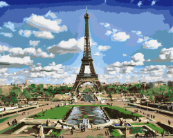 Комплект рисуване по номера 30x40 см -Изглед към Айфеловата кула MS9136