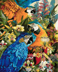 Комплект рисуване по номера 30x40 см -Пъстри папагали MS9568