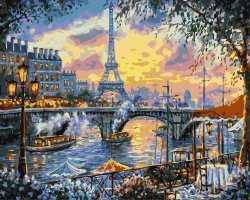Комплект рисуване по номера 40x50 см -Вечерен Париж 7598