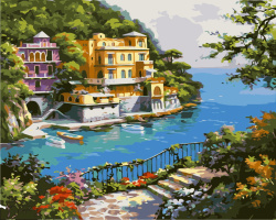 Комплект рисуване по номера 40x50 см -Залив в Тоскана MS8533