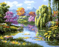 Комплект рисуване по номера 40x50 см -Живописно езеро MS8543