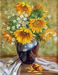 DIY Diamond Painting Kit / 30x40cm / Round Diamonds / Full Mosaic Picture with Frame - Still Life with Sunflowers YSG3686