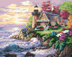 DIY Diamond Painting Kit / Size: 40x50cm / Round Crystal Diamonds / Full Drill Embroidery with Frame - Lighthouse YSG3032