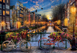 Πίνακας με ψηφίδες (στρόγγυλες) 40x50 cm πλήρης κόλληση με τελάρο - Μεταμεσονύχτιο Αμστερνταμ YSG3187